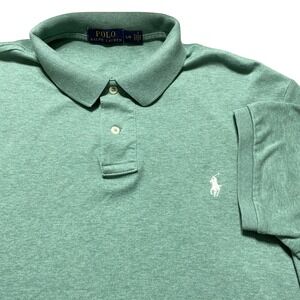 Polo Ralph Lauren Mens Large Green Heather Short Sleeve Pony Logo Polo Shirt